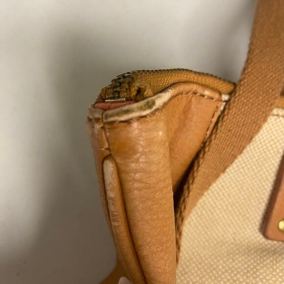 Fossil Large Crossbody Messenger Shoulder Bag Canvas Tan Brown Boho - Picture 12 of 12